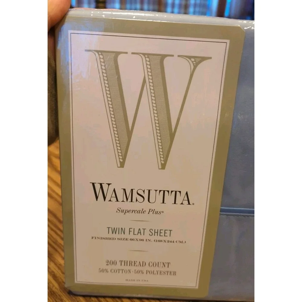 New WAMSUTTA FLAT SHEET TWIN, BLUE, 100% Cotton,‎  220 Thread Count